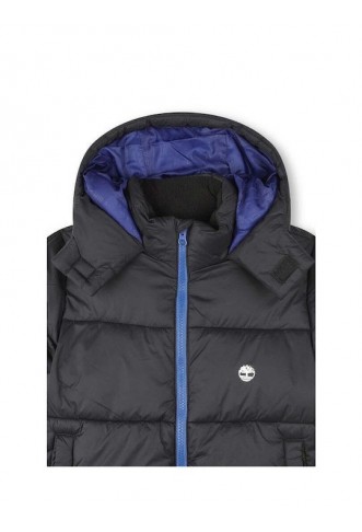 Timberland Boys Quilted Coat Black with Ηood