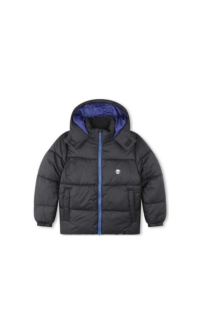 Timberland Boys Quilted Coat Black with Ηood