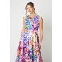 All Over Floral Print Twill Midi Dress