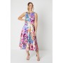 All Over Floral Print Twill Midi Dress