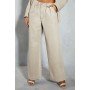 Leather Look Dip Waist Wide Leg Trouser