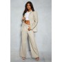 Leather Look Dip Waist Wide Leg Trouser