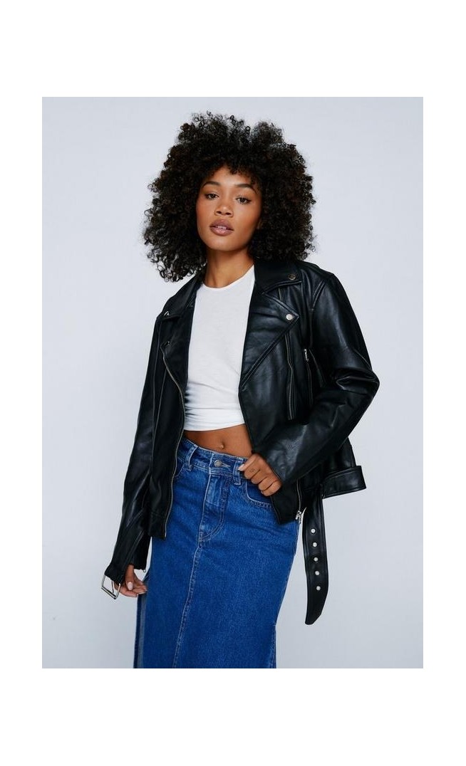 Oversized Real Leather Biker Jacket