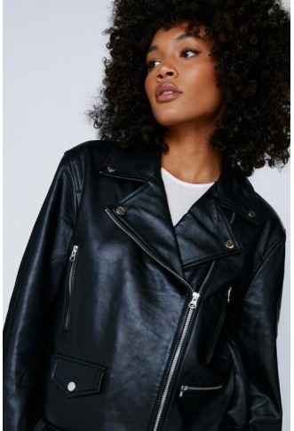 Oversized Real Leather Biker Jacket