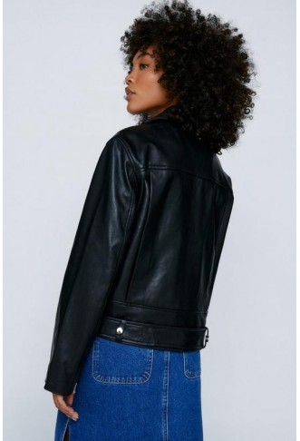 Oversized Real Leather Biker Jacket