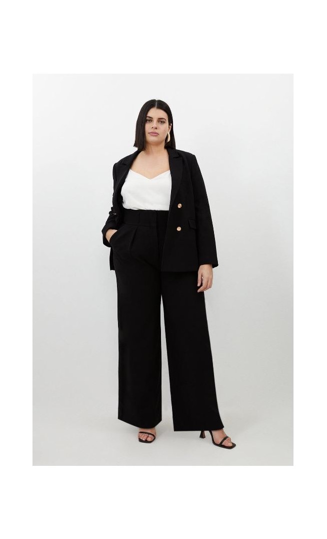 Plus Size Compact Stretch Tailored High Waist Trouser