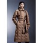 Diamond Quilt Contrast Binding Belted Trench Coat