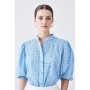 Petite Cotton Broderie Puff Sleeve Blouse