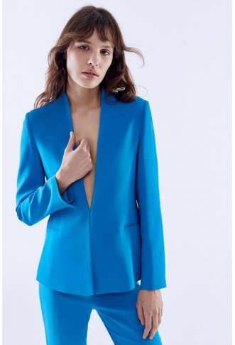 Premium Collarless Fitted Blazer