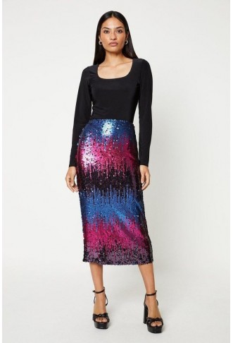 Sequin Midi Pencil Skirt