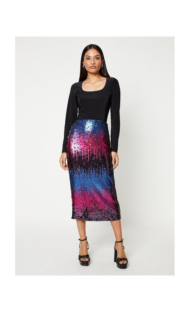 Sequin Midi Pencil Skirt