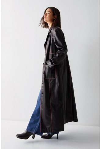 Premium Distressed Faux Leather Duster