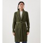 Karen Millen Viscose Blend Shawl Collar Cable Knit Cardigan In Forest