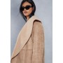 Faux Suede Borg Lined Panelled Coat