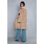 Faux Suede Borg Lined Panelled Coat