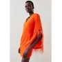 Orange Soft Tailored Full Sleeve Feather Mini Dress