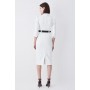 Petite Structured Crepe Belted Forever Midi Dress