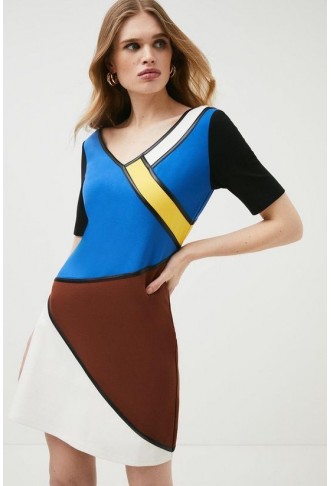 Colour Block Jersey Shift Dress