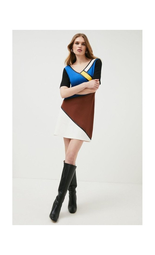 Colour Block Jersey Shift Dress