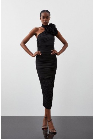 Black Drapey Ruched Jersey...