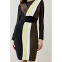 Bandage And Mesh Colour Block Mini Dress