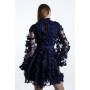 Tulle Applique Long Sleeve Woven Mini Dress