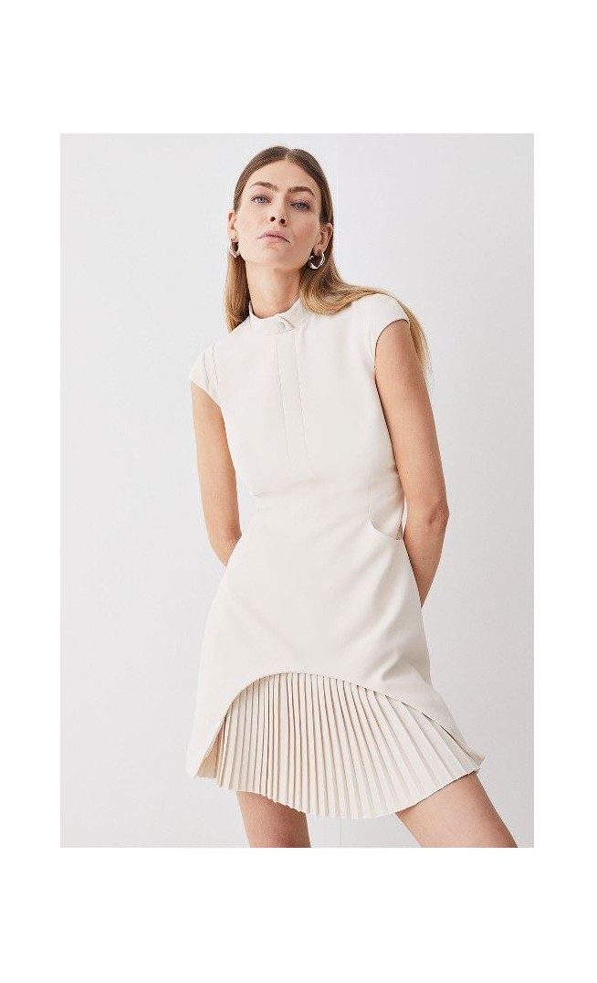 Cream Military Tailored Mini Dress