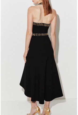 Embellished High Low Figure Form Dress