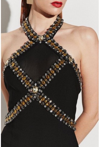 Embellished High Low Figure Form Dress