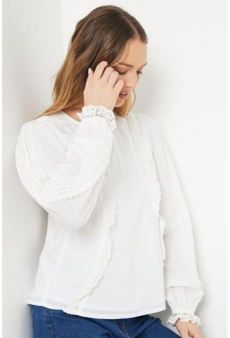 Broderie Ruffle Detail Blouse