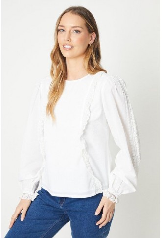 Broderie Ruffle Detail Blouse