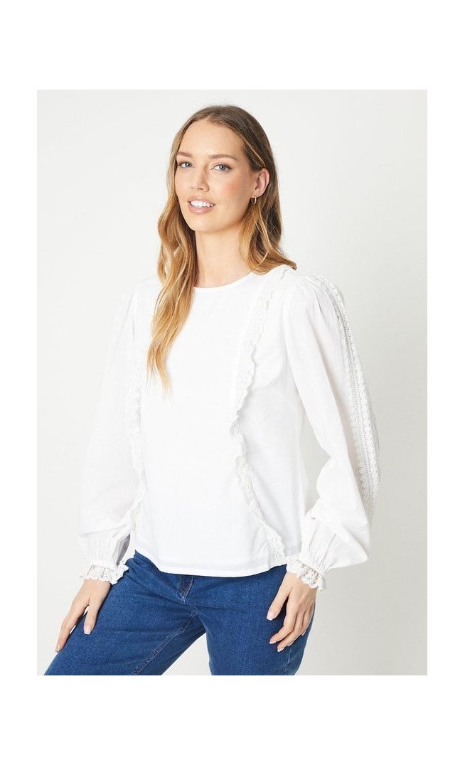 Broderie Ruffle Detail Blouse