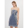 Premium Pearl Embellished Denim Woven Bandeau Mini Dress