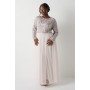 Plus Size Pearl Embellished Bodice Bridesmaids Tulle Skirt Dress