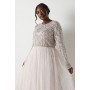 Plus Size Pearl Embellished Bodice Bridesmaids Tulle Skirt Dress