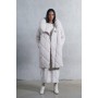 Long Quilted Shawl Collar Puffer Coat