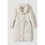 Long Quilted Shawl Collar Puffer Coat