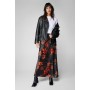 Blurred Floral Satin Bias Maxi Skirt