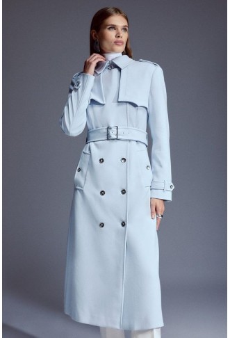 Compact Stretch Belted Trench Coat