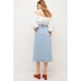 Spilt Front Denim Midi Skirt