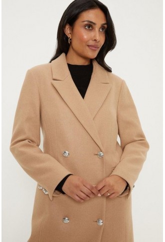 Petite Double Breasted Military Coat