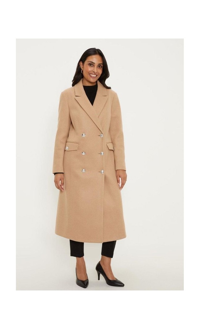 Petite Double Breasted Military Coat