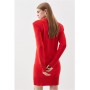 Red Viscose Blend V Neck Mini Dress