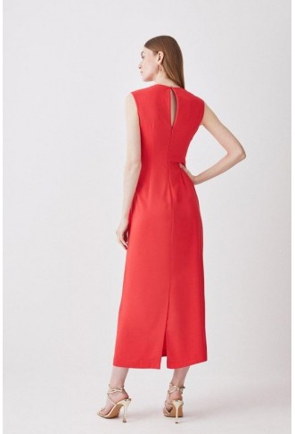 Slash Neck Sleeveless Woven Maxi Dress