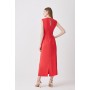 Slash Neck Sleeveless Woven Maxi Dress