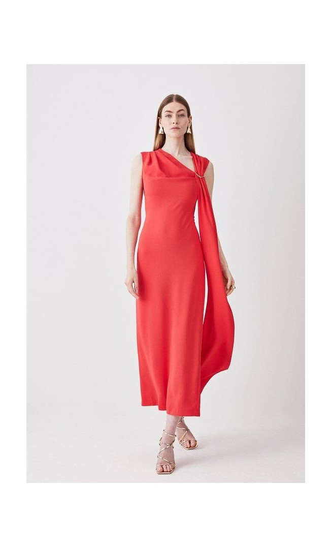 Slash Neck Sleeveless Woven Maxi Dress