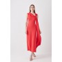 Slash Neck Sleeveless Woven Maxi Dress