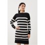 Premium Alpaca Wool Blend Stripe Knit Mini Dress