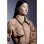 Diamond Quilt Contrast Binding Belted Short Coat