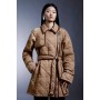 Diamond Quilt Contrast Binding Belted Short Coat